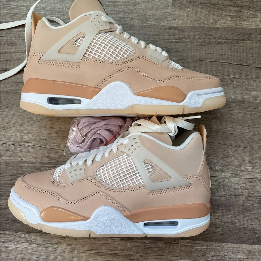 Jordan 4 Women's ‘Shimmer’ Sneakers in Beige and White